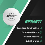 11 x Brand New SPINSTI 12 White Table Tennis Balls, 3 Star ABS Quality, 40 Professional White Balls for Indoor and Outdoor Sports. Spherical, celluloid-free design for improved performance - RRP €93.39