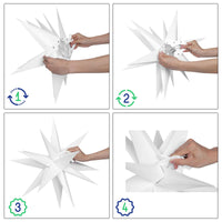 1 x RAW Customer Returns Qijieda 3D Christmas Star Illuminated Outdoor Battery with Timer - 58cm LED Christmas Star for Windows, Advent Star for Decorating Courtyard, Balcony and Garden 58cm, White  - RRP €31.99