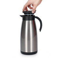 1 x RAW Customer Returns Olerd insulated jug 1.5 L, stainless steel thermos flask, double-walled vacuum coffee pot teapot, thermos flask for coffee, tea, water, drink silver  - RRP €25.99