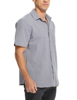 1 x RAW Customer Returns CZIMOO Men s Linen Shirt Summer Solid Work Shirt Regular Fit Cotton Shirt Casual Short Sleeve Button Down Beach Shirt Gray XXL - RRP €25.0