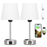 1 x RAW Customer Returns Kakanuo Bedside Lamp Touch Dimmable Set of 2, Table Lamp with Charging Function USB A C Ports Sockets, White Lampshade, Small Lamp for Bedside Table Bedroom Living Room Baby Room Office - RRP €63.92