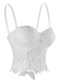 1 x RAW Customer Returns Charmian Women s B Cup Sexy Beauty Floral Lace Bustier Club Party Crop Top Bra White 5X-Large - RRP €52.8