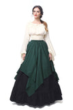 1 x RAW Customer Returns Fiamll Renaissance Dress Women Medieval Dress Medieval Costume Women Trumpet Sleeve Victorian Dresses Green Black S Shirt and Skirt  - RRP €59.48