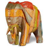 1 x RAW Customer Returns Hand carved and painted wooden elephant in a rustic style - RRP €28.95