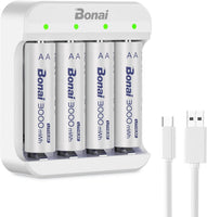 1 x RAW Customer Returns BONAI Rechargeable AA Lithium Batteries 1.5V 3000mWh High Capacity, Constant Output 1.5V, Rechargeable to Use 1000 Times. Intelligent Charging Protection. 4 Packs with Type-C Charger  - RRP €29.99