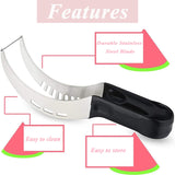 1 x Brand New Watermelon cutter, melon cutter stainless steel, multifunctional fruit knife of papaya, dragon fruit, cantaloupe cutter black  - RRP €10.07