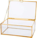 1 x RAW Customer Returns Homtone Golden Vintage Glass Box Terrarium Retro Jewelery Box Transparent Glass Jewelery Storage Organizer for Wedding Birthday Party Decor Small  - RRP €22.13