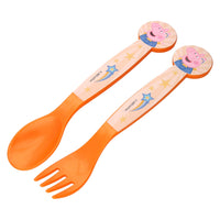 1 x Brand New damaloo 2X children s cutlery suitable for Peppa Pig fans - children s cutlery plastic fork and children s spoon - plastic children s cutlery set - cutlery for children - reusable cutlery set children - RRP €7.76