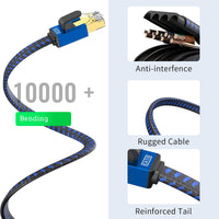 1 x RAW Customer Returns LEKVKM Ethernet Cable CAT8 15M High Speed Nylon Braided Lan Patch Cable Shielded RJ45 40Gbps 2000MHz - RRP €26.77