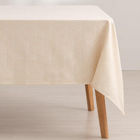 1 x RAW Customer Returns GAMUSI Geometric Line Ecru Stain-Resistant Tablecloth 140x240 cm - RRP €24.85