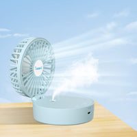 1 x RAW Customer Returns Handheld fan, portable mini fan with cool mist and rechargeable battery, foldable small pocket fan, 7 color night lights, USB fan 3 speeds for travel, office blue  - RRP €19.99