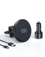 1 x RAW Customer Returns YOSH Mag-Safe Car Charger Mount Magnetic Wireless Car Charger for iPhone 15 14 13 12 Series Mag-Safe Case, 360 Rotatable Double Locking Clip Car Mount with 36W Car Charger - RRP €35.99