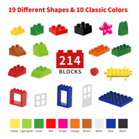 1 x RAW Customer Returns burgkidz Classic Large Building Blocks Educational Toy in Strong Plastic Bucket, 214 Pieces Building Blocks Construction Bricks Colorful Toy Game for Toddler Boys Girls, Primary Colors - RRP €49.99