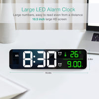 1 x RAW Customer Returns ORIA Digital LED Wall Clock, 10.5 inch LED Wall Table Clock with Date Temperature, , Time Memory, 2 Alarms, Ringtone Volume 5 Adjustable Brightness, 1.5m USB Cable no adapter White - RRP €21.99