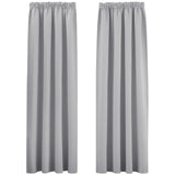 1 x RAW Customer Returns PONY DANCE blackout curtain, ruffle tape, set of 2, H 175 x W 140 cm, bedroom curtains with ruffle tape, gray opaque thermal curtain, cold protection, ruffle tape, silver grey - RRP €27.95