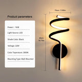 1 x RAW Customer Returns Riserva wall lamp LED indoor, 16W creative spiral modern interior wall light, wall lights spiral made of acrylic 3000K warm white light, black wall light LED for living room, bedroom, hallway, dining room - RRP €25.99