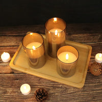 1 x RAW Customer Returns Eldnacele Gray Flameless Glass Candles Flickering with Remote Control 3D Wick Battery Operated Realistic Warm Light Candle with Timer Set of 3 - RRP €30.26