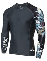 1 x RAW Customer Returns LAFROI Men s Rash Guard Long Sleeve UPF 50 Compression Shirt CLYYB Asym Werewolf 3XL - RRP €24.99