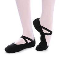 1 x RAW Customer Returns Girls Ladies Canvas Dance Shoes Slippers Leather Two-Part Sole - Black - 44 EU - RRP €60.0