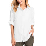 1 x RAW Customer Returns yeyity women s shirt blouse UV protection long-sleeved shirt women s quick-drying sports shirts hiking shirt safari casual button up tops beach holiday elegant blouse 5019, white, XS - RRP €35.28