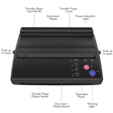 1 x RAW Customer Returns TATELF Thermal Printer Tattoo Stencil Transfer Machine Tattoo Printer Thermocopier Tattoo Stencil Copier Copy Paper A5 A4 Black - RRP €108.77