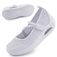 1 x RAW Customer Returns Git-up Women s Walking Shoes with Velcro Breathable Mesh Nurse Shoes Lightweight Memory Foam Air Cushion Sneakers, Sequins-White 36 - RRP €39.99