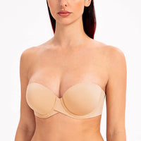 1 x RAW Customer Returns MELENECA women s push-up strapless bra - underwire bra with molded cups sun kiss 75B - RRP €30.24