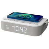 1 x RAW Customer Returns i-box Alarm Clock with Wireless Charging, Bedside Clock Radio Stereo Bluetooth Speaker, QI Wireless Charging with USB Charging Port, Dual Alarm, FM Radio - RRP €30.24