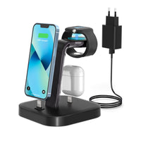 1 x RAW Customer Returns Multi-Device Charging Station - ADADPU 3 in 1 Wireless Charging Stand for Apple Watch Series 9 8 7 6 5 4 3 2 SE Phone Charging Station for AirPods iPhone 14 13 12 11 Pro X Max XS XR 8 7 Plus-Black - RRP €30.99