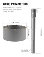 1 x RAW Customer Returns BINOTA concrete hole saw 115mm, with SDS MAX shaft 220mm, for cement brick stone wall cement - RRP €38.46