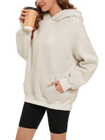 1 x RAW Customer Returns Famulily Women s Hoodie Casual Winter Warm Fleece Pullover with Hood Sweatshirt Long Sleeve Pullover with Pockets Beige M - RRP €38.3