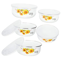 1 x RAW Customer Returns COLLBATH Mixing Bowls 5 Pack Storage Containers Stackable Plastic For Spaghetti Food Cooking Utensils For Prep Sunflower Serving Enamel Container Fresh School - RRP €25.0