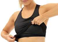 1 x RAW Customer Returns icyzone Women s Sports Top with Integrated Bra, Yoga Cropped Shirt Ribbed Racerback Gym Tank Top S, Black  - RRP €24.19