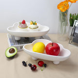 4 x Brand New BreeRainz Unique Ceramic Fruit Bowl for Kitchen Counter, 10 Inch Cute Cloud-Shaped Modern Decorative Bowl for Home Table Decoration, Pedestal Bowl Fruit Bowl for Fruit Bread White  - RRP €80.64