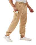 1 x Brand New SANMIO Jogging Bottoms Men s Cotton Chino Cargo Trousers Men with 6 Pockets Casual Trousers Elastic Waist Stretch Sweatpants Khaki S - RRP €27.6