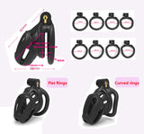 1 x RAW Customer Returns SeLgurFos Chastity Belt for Men, 3D Resin Chastity Cage Male Penis Cage with 4 Cock Rings, Bondage Chastity Cage Fetish Sex Toy for Men Black, Curved ring  - RRP €26.4