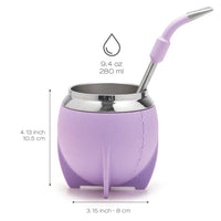 1 x RAW Customer Returns balibetov Yerba Mate Cup and Bombilla Set, including Stainless Steel Yerba Mate Gourd, Premium Bombilla Mate and Cleaning Brush Purple  - RRP €23.99