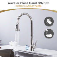 1 x RAW Customer Returns YUANNY Touchless Sensor Kitchen Faucet with Pull-out Spray, Infrared Smart Faucet, 360 Rotatable Contactless Kitchen Mixer Tap, 3-Mode Kitchen Sink Tap - RRP €107.36