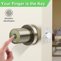 1 x RAW Customer Returns FITNATE Fingerprint Doorknob, Smart Biometric Door Lock Fingerprint Doorknob with App Control, User Management, Touch to Open Button for Bedroom, Home, Hotel, Office, Golden - RRP €65.99