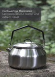 1 x RAW Customer Returns LAMBDA COFFEE kettle 1L made of stainless steel For camping and outdoors teapot Portable Camping Kettle 1000ml for Home Camping kettle Camping accessories - RRP €24.99