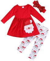 1 x RAW Customer Returns FANCYINN Baby Girls Christmas Costume Dresses Toddler Girls Santa Claus Long Sleeve Top Printed Long Pants Headband 3PCS 24 Months - RRP €19.82