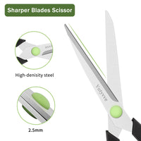 32 x Brand New Vutyvve Scissors, Stainless Steel Cutting Blade, Rubber Handle, Black and Green, 8 inch, 1 Piece - RRP €691.2