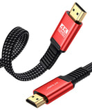 1 x RAW Customer Returns JSAUX 4K HDMI Cable 7.5Meter 4K 60Hz, HDMI 2.0, 18Gbps 4K Flat HDMI 2.0 Cable Highspeed 5M HDMI Nylon Braided Cable Support 4K 3D HDR UHD 2160p 1080p Ethernet ARC PS3 4 TV PC Red - RRP €21.17