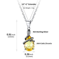 1 x Brand New SILVERCUTE Sterling Silver Women s Snake Necklace, Simulated Yellow Topaz November Birthstone Water Drop Pendant - RRP €40.68