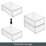 1 x RAW Customer Returns mDesign Clear Plastic Storage Box Stackable, Flat Closet Organizer with Removable Drawer Box for Storing Shoes, Accessories and Other Objects Set of 2 Clear - RRP €39.99