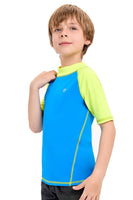 1 x RAW Customer Returns HDTIYUYP UV shirt children s short sleeve - boys swimming t-shirt children s swimming shirt rash vest surfing t-shirt quick-drying beach shirt water sports top process blue 13y - RRP €18.14