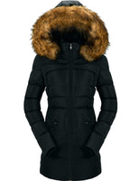 1 x RAW Customer Returns CHERFLY Women s Medium Length Winter Coat Thick Warm Jacket with Removable Fur Hood Black, XL  - RRP €89.98