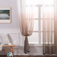 1 x RAW Customer Returns MIULEE Curtains Transparent Curtains Gradient Voile Sheer Set of 2 Curtains with Eyelets Decorative Curtain Window Curtain for Bedroom and Living Room 245 cm x 140 cm H x W White Coffee Color - RRP €23.48