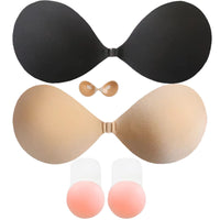 3 x Brand New LIBAIJIAAZQH Invisible Bra, Push Up Invisible Bra, 2 Packs Adhesive Bra and 1 Pairs Adhesive Nipple Covers Push Up Washable and Reusable Strapless Bra for All Types of Clothing - RRP €64.8