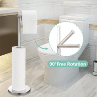 1 x RAW Customer Returns YUET Floor Standing Toilet Paper Holder with Replacement Roll Holder, Stainless Steel Holder for 5 Rolls, Toilet Roll Dispenser Without Drilling, Standing Toilet Paper Roll Holder, Polished - RRP €18.99